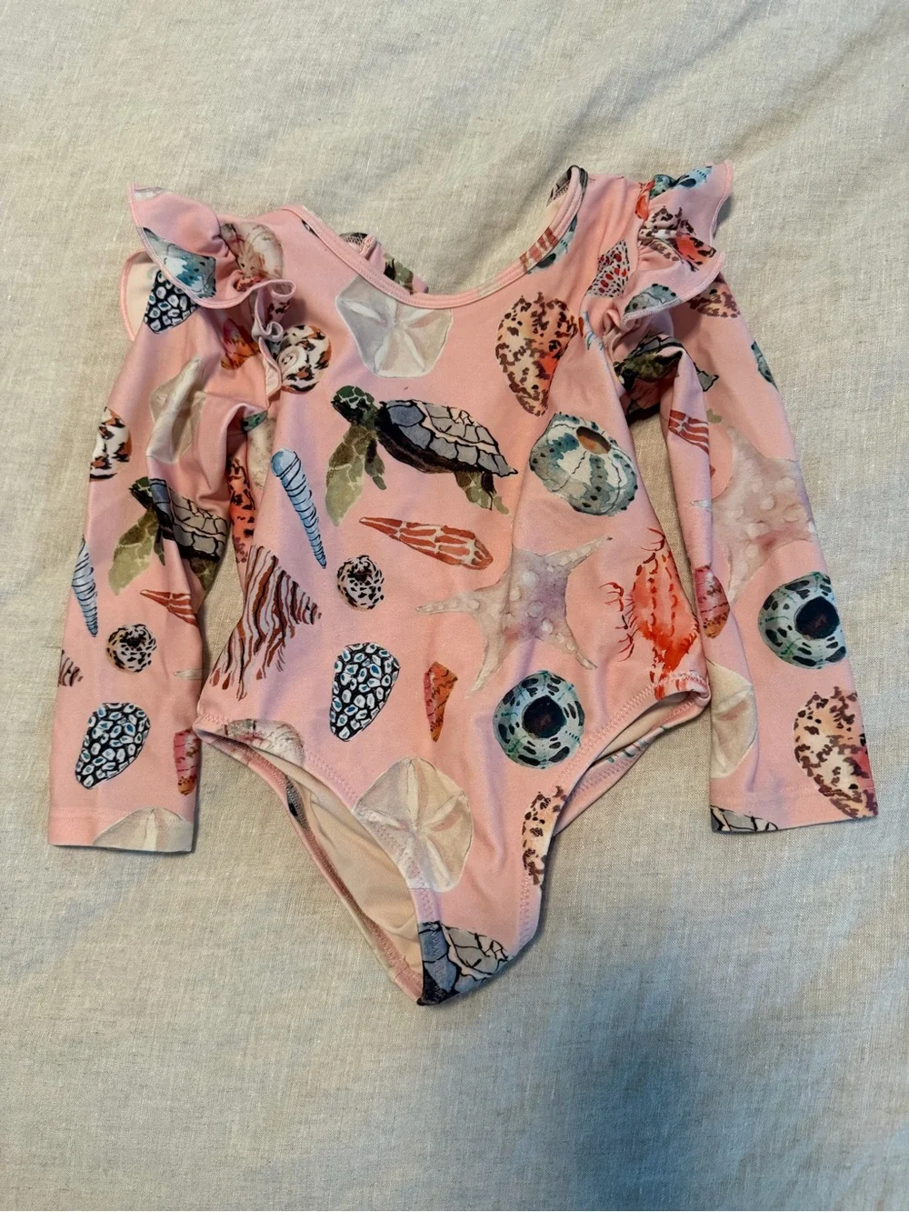 Pink Chicken Pink Long-Sleeve Turtle Print One-Piece